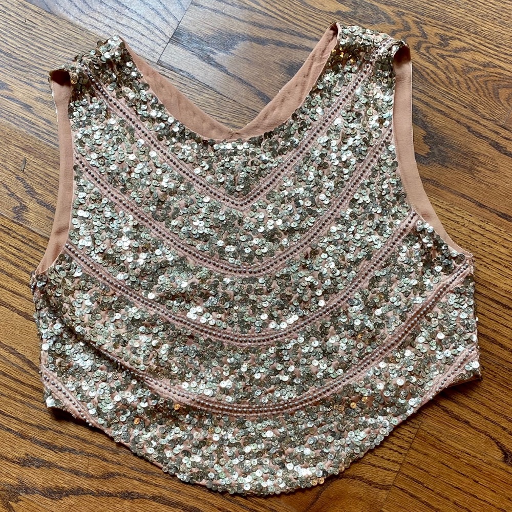 Haute Hippie Sequined Cropped Silk Vest Sz S NWOT - Picture 7 of 11